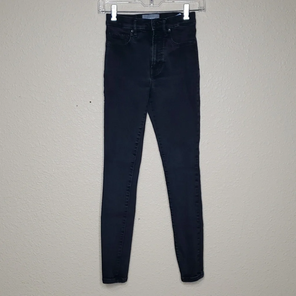 Everlane The Authentic Stretch High Rise Skinny Jeans Size 25 Cotton Modal Black